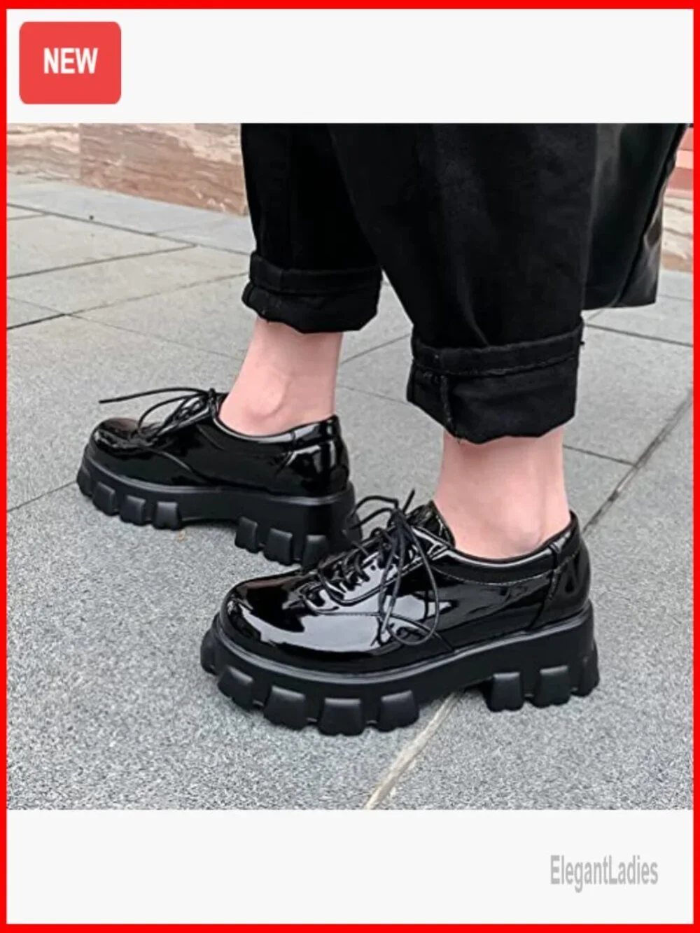 Chunky Platform Oxford Loafers with Buckle Gothic Style Shoes